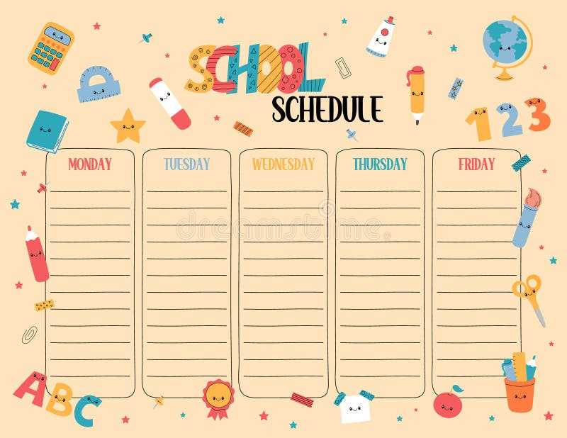 elementary calendar template