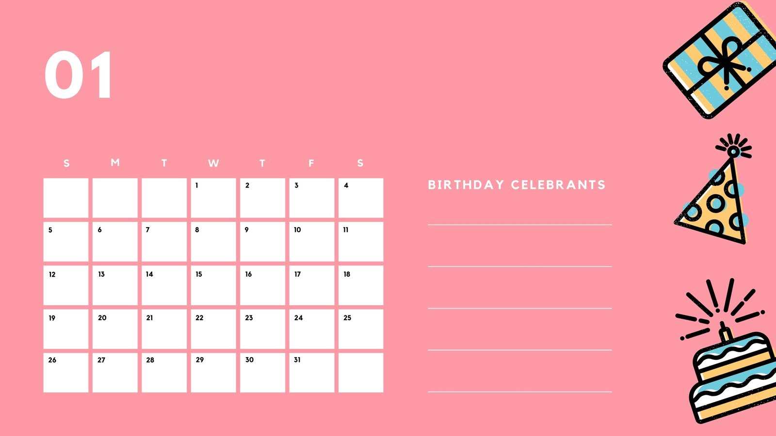 employee birthday calendar template