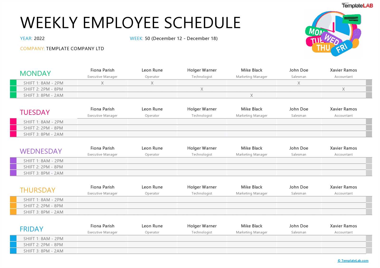 employee request off calendar template