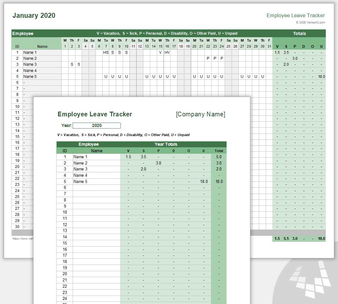 employee vacation calendar template