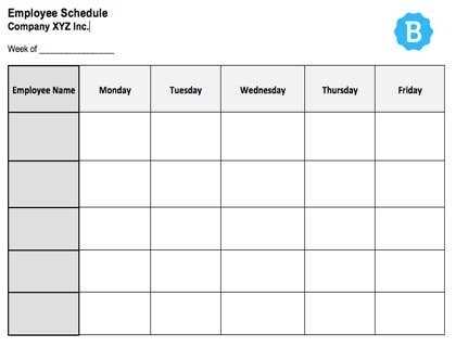 employee work schedule calendar template