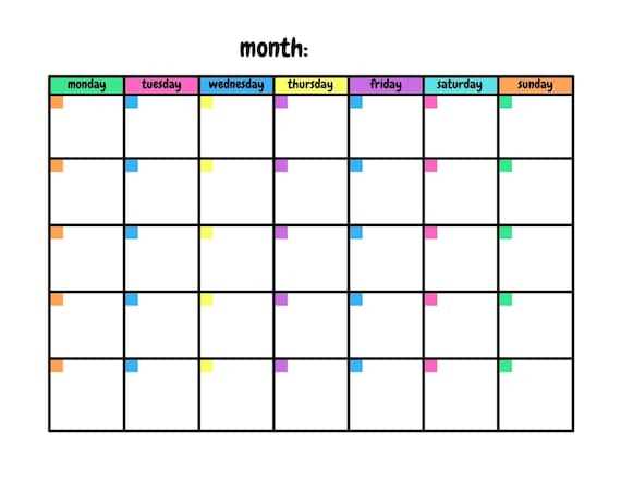 empty monthly calendar template