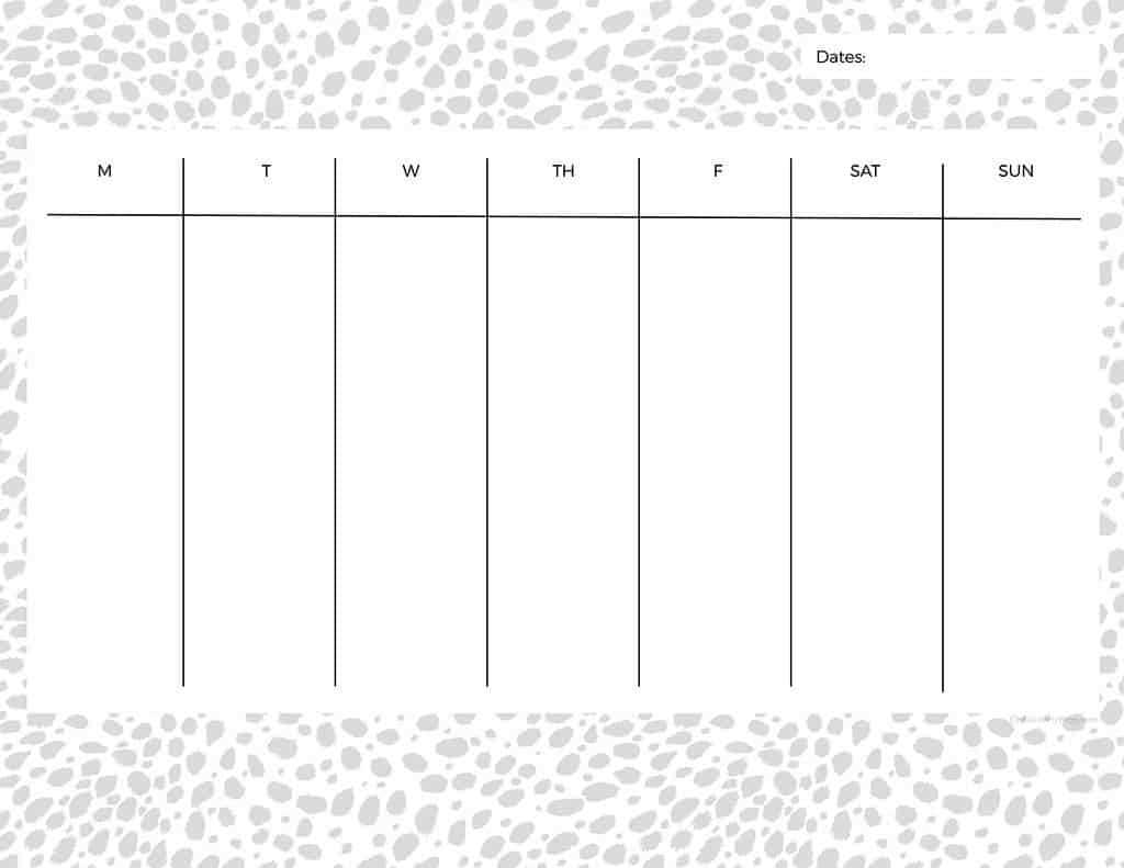 empty weekly calendar template