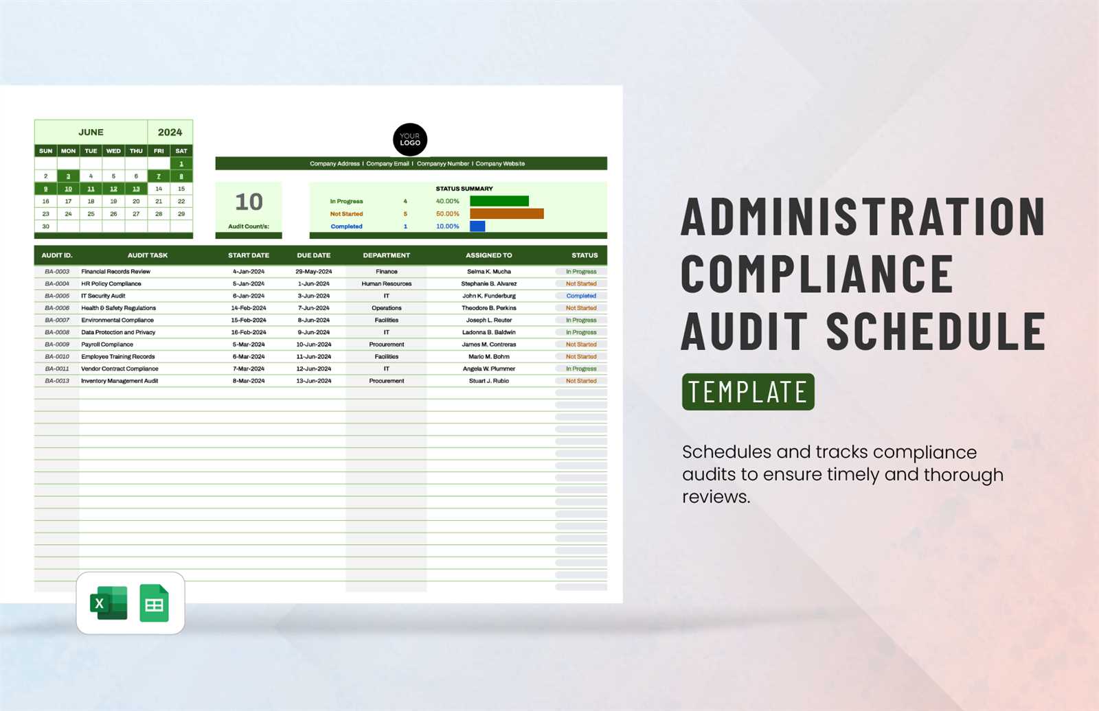 environmental compliance calendar template