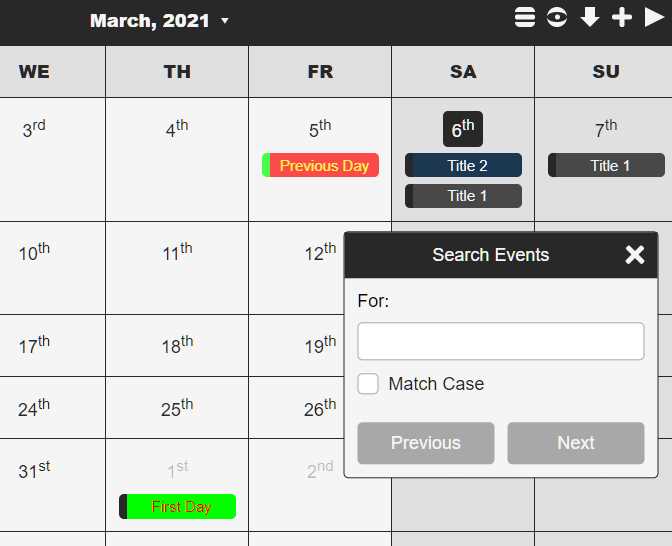 event calendar template html