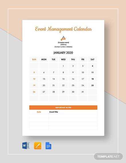 event calendar template