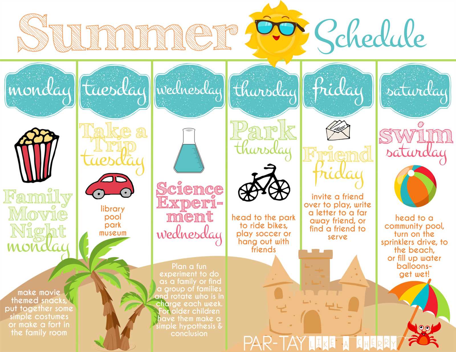 family summer calendar template