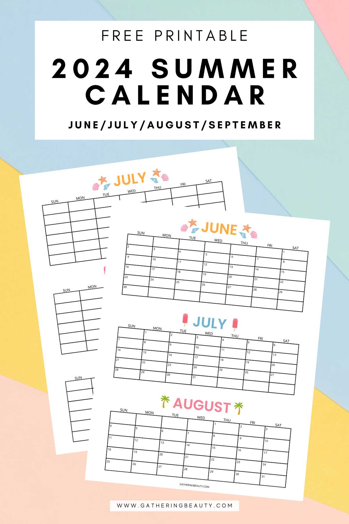 family summer calendar template