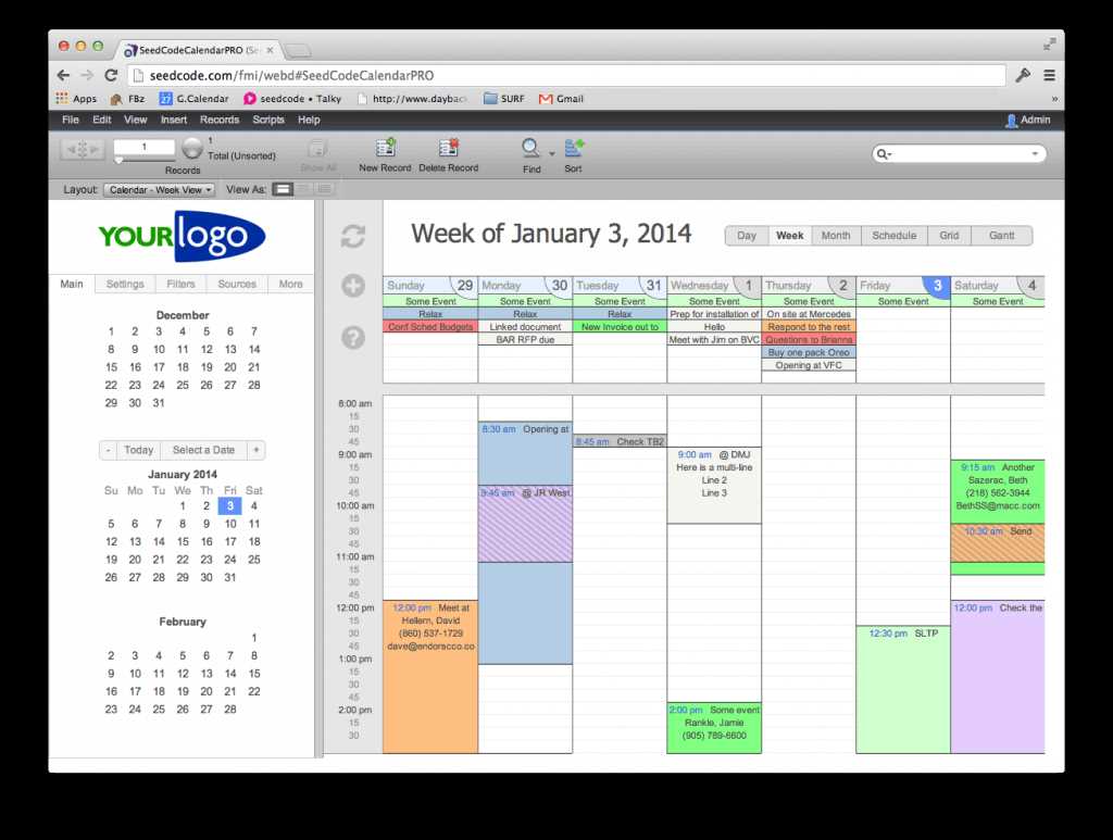 filemaker calendar template