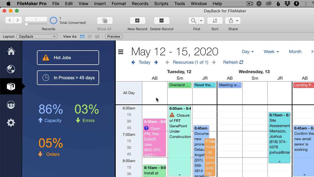 filemaker pro calendar template free