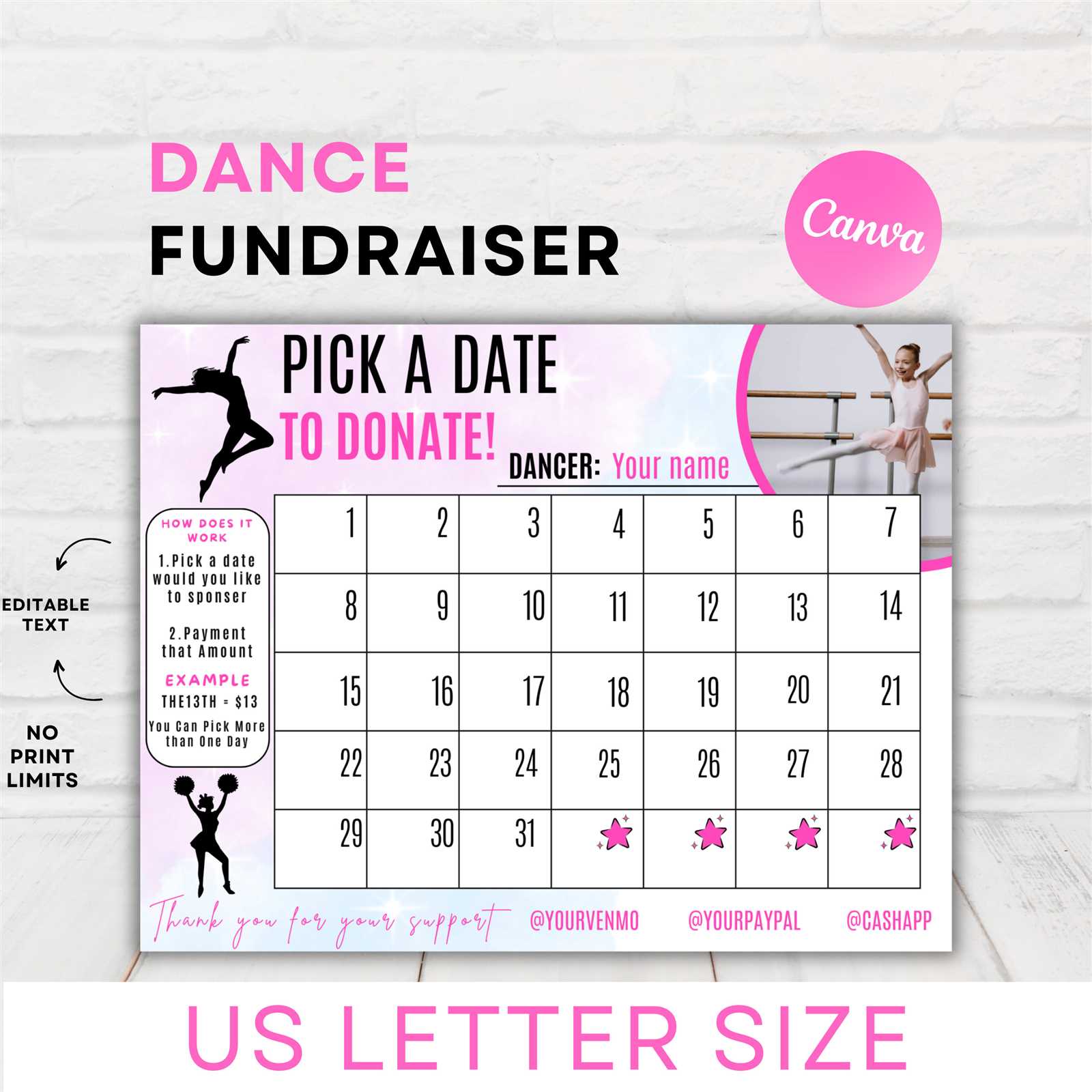 fill the calendar fundraiser template