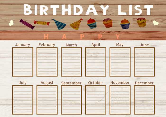 fillable birthday calendar template