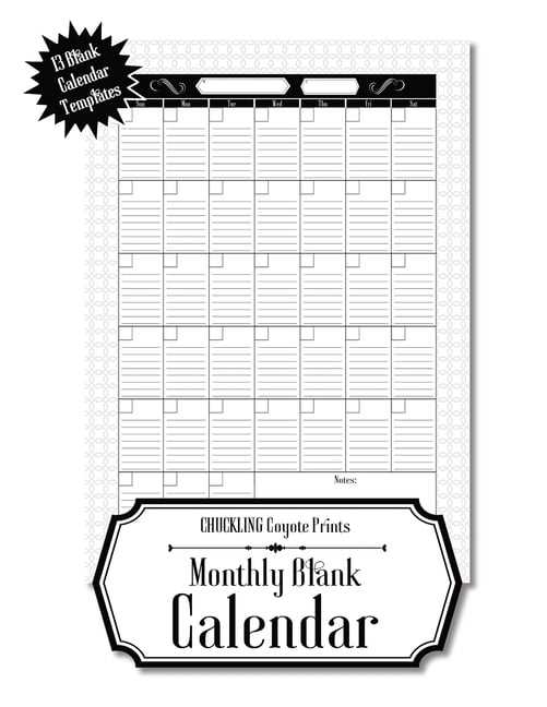 fillable blank calendar template
