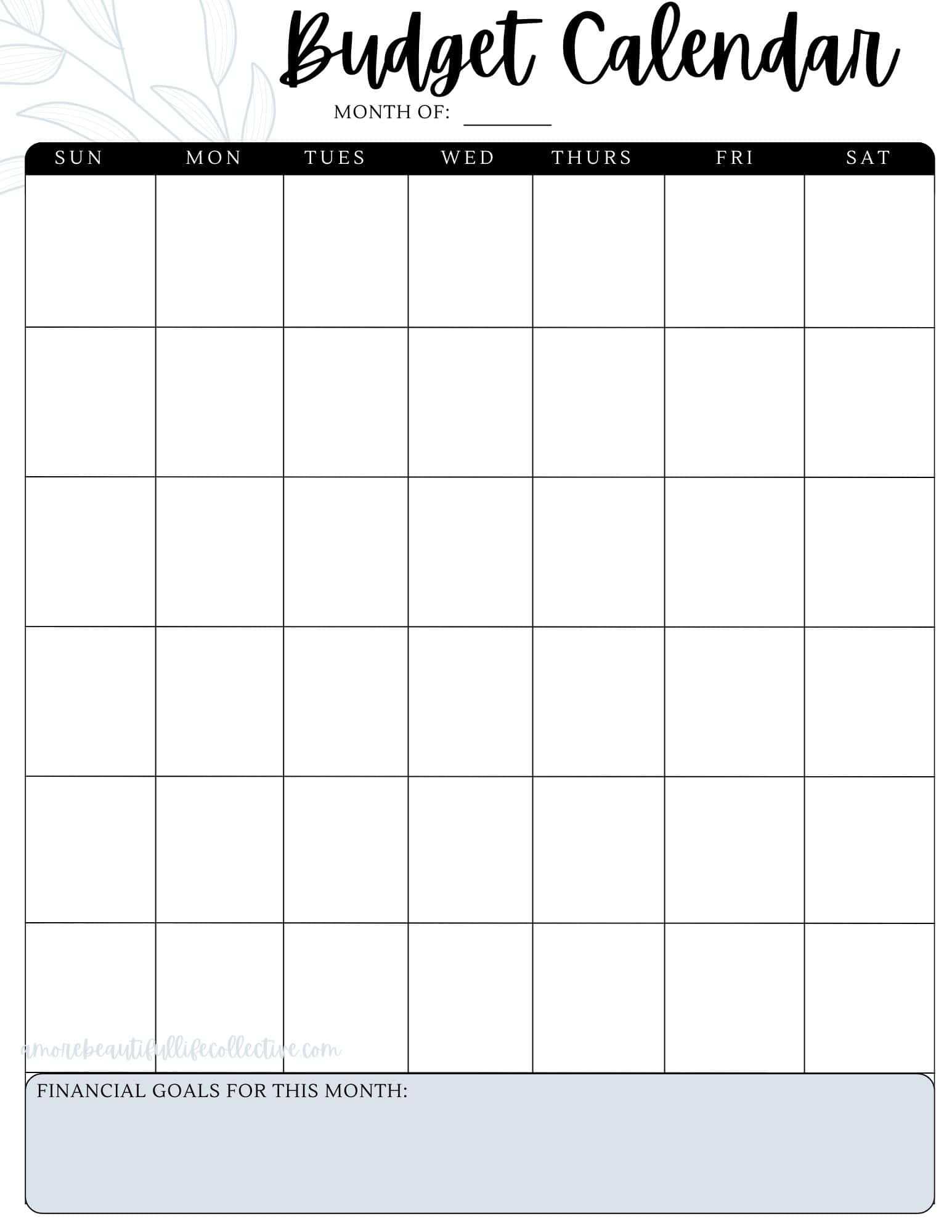 financial planning calendar template