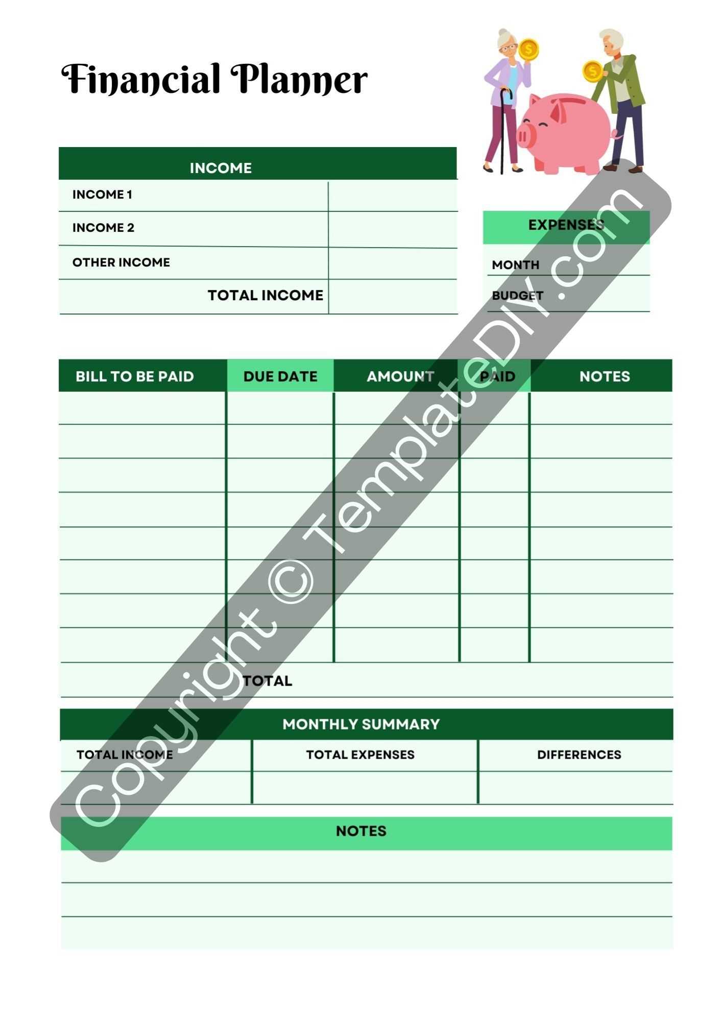 financial planning calendar template