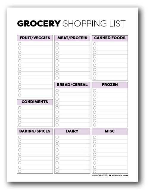 food calendar template free