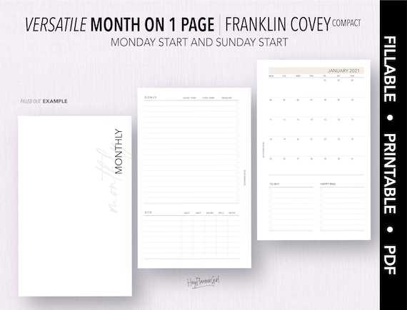 franklin covey calendar template