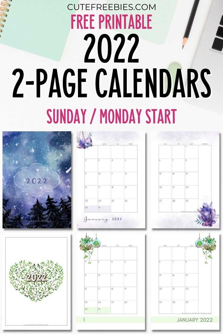 free 2 page monthly calendar template