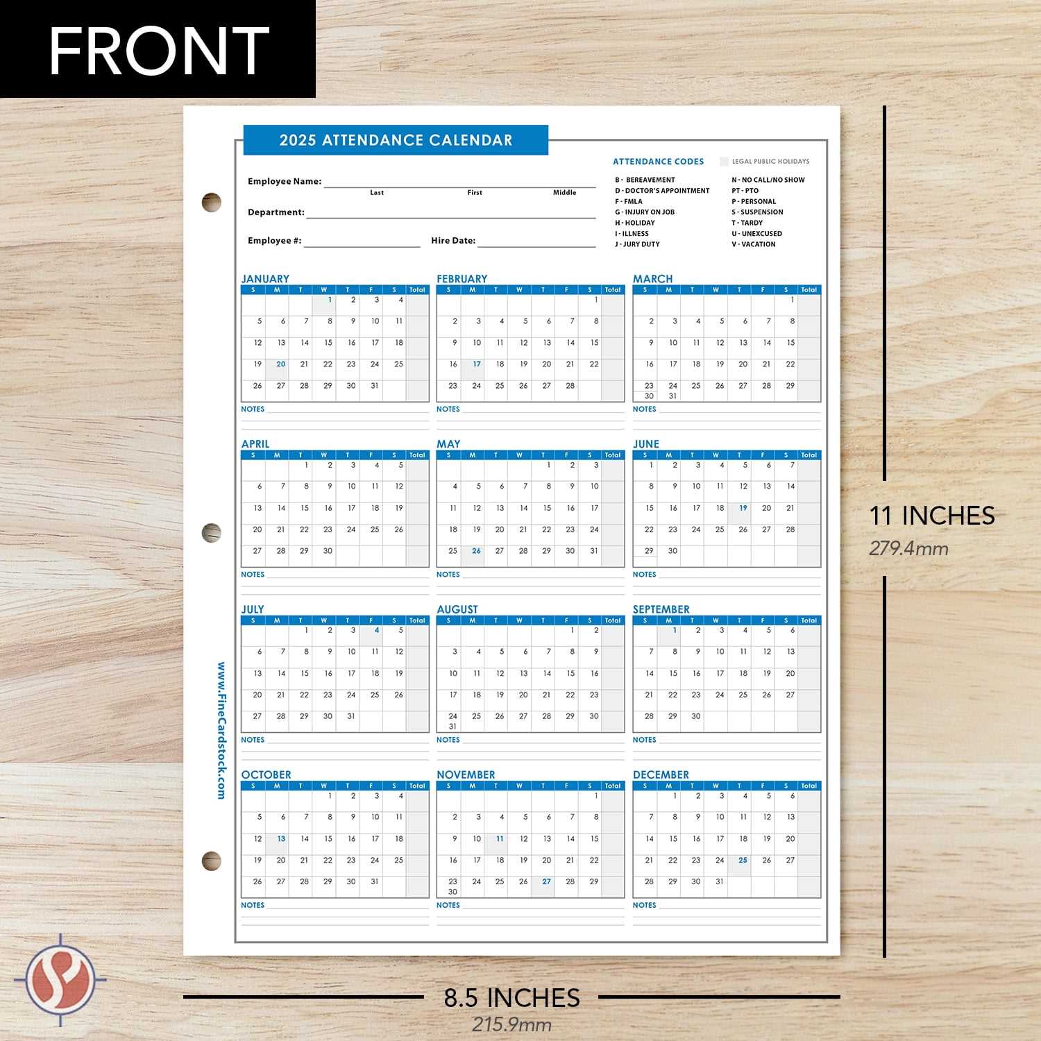 free attendance calendar template