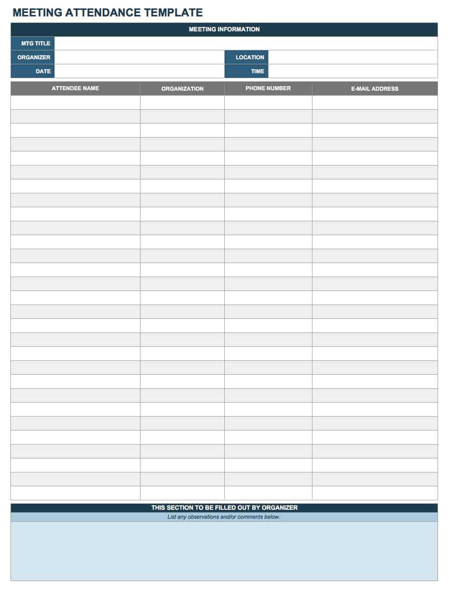 free attendance calendar template