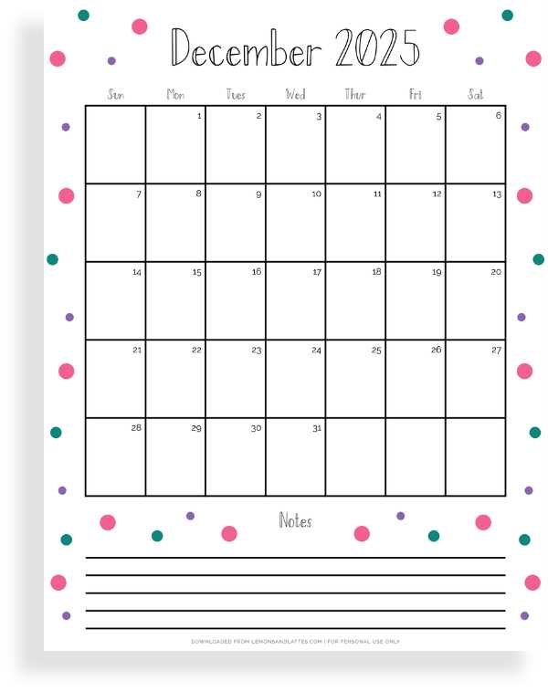 free blank calendar template december 2025