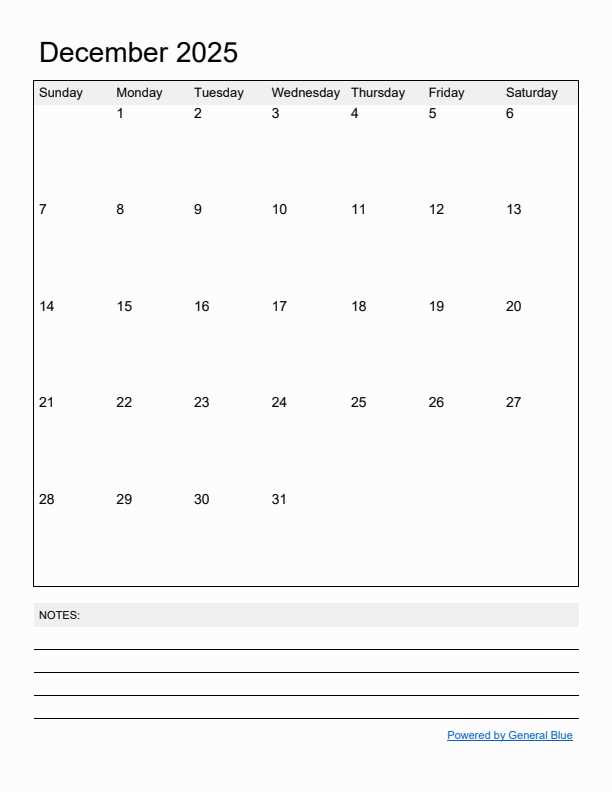 free blank calendar template december 2025