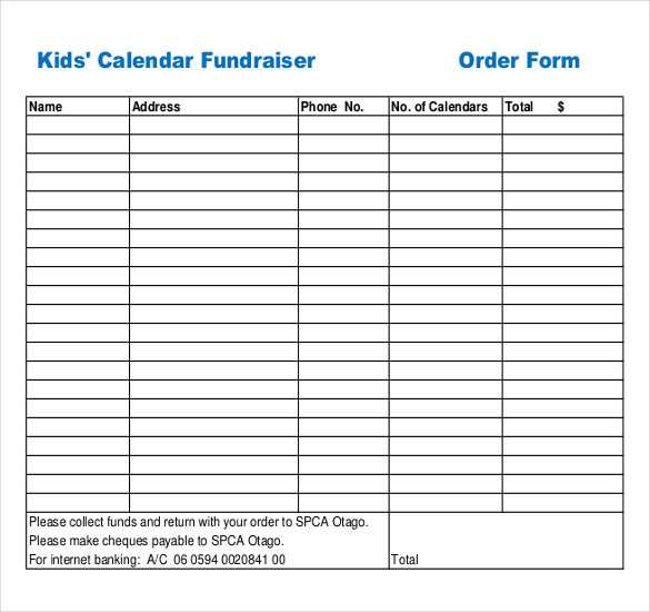 free calendar fundraiser template