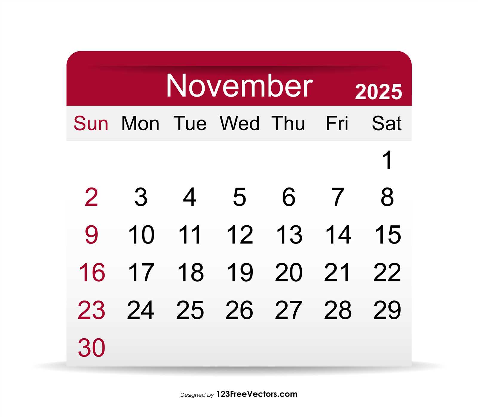 free calendar template 2025 november