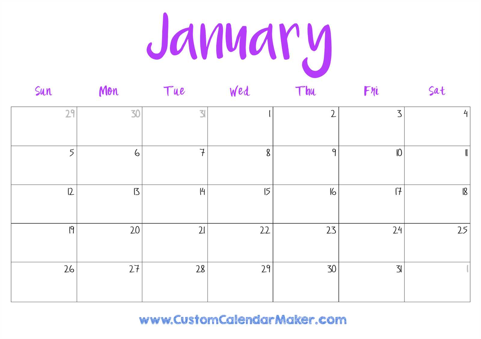 free calendar template 2025 printable