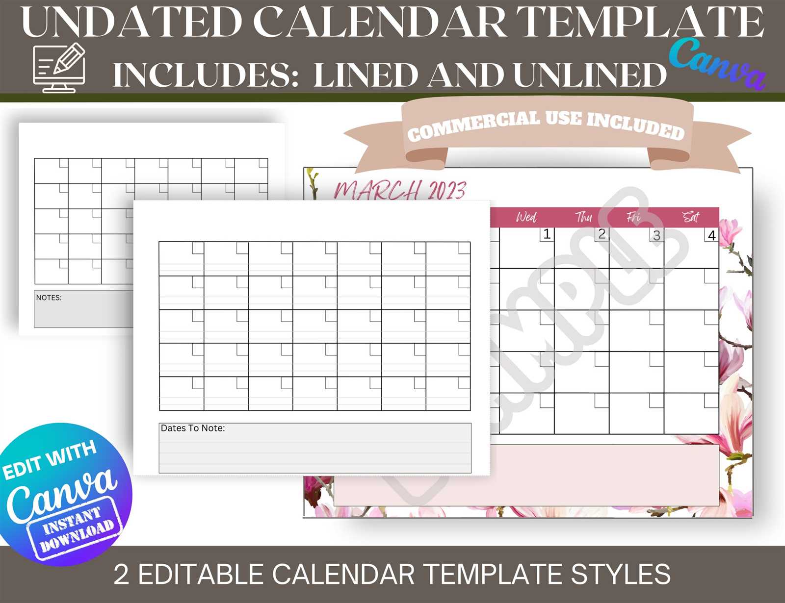 free calendar template editable