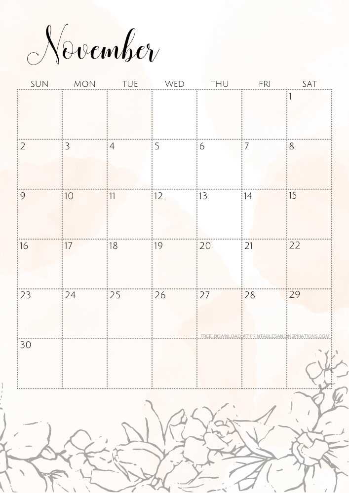 free calendar template november 2025