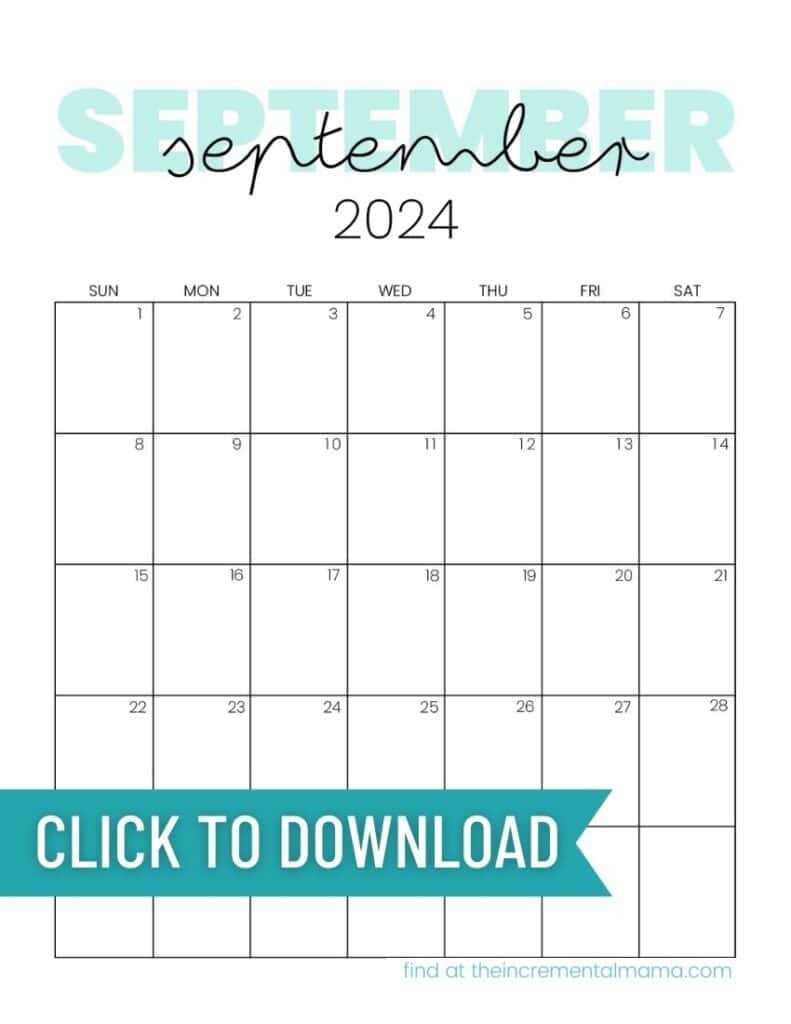 free calendar template to print