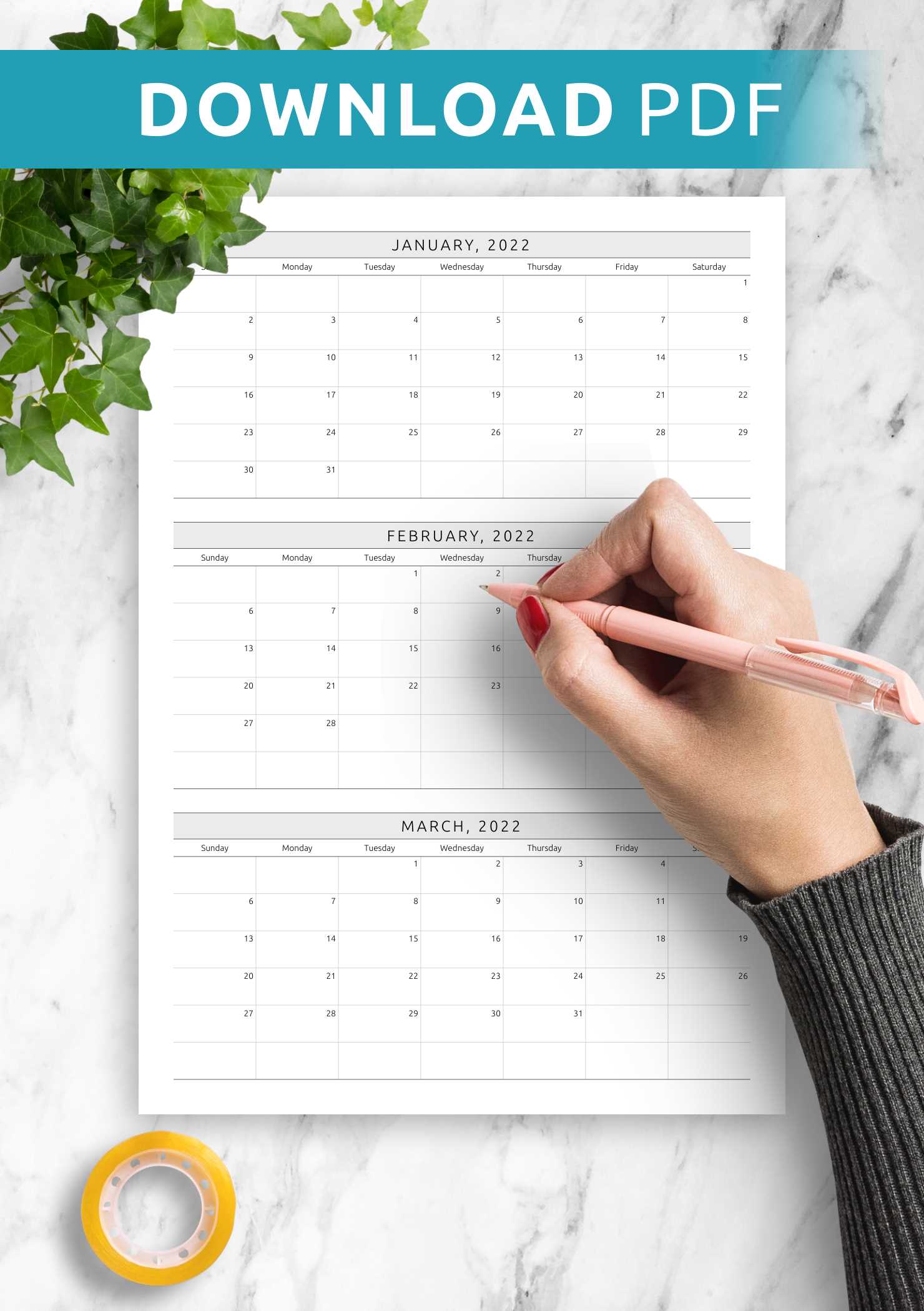 free calendar templates printable