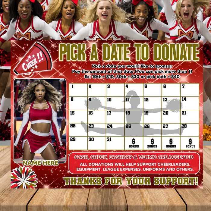 free cheer calendar template