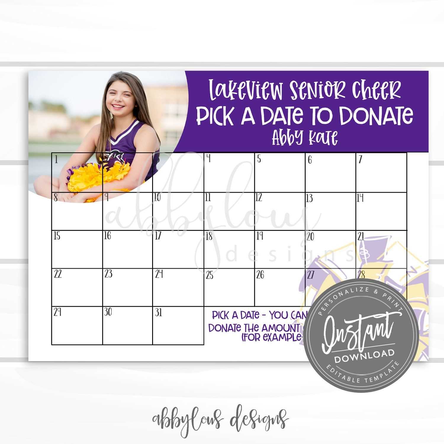 free cheer calendar template