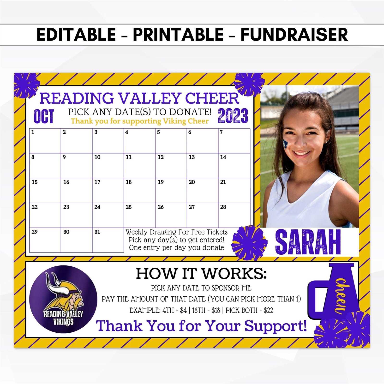 free cheer calendar template