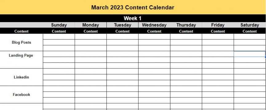 free content calendar templates