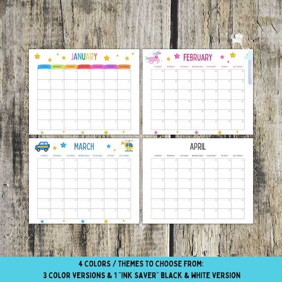 free cute calendar template