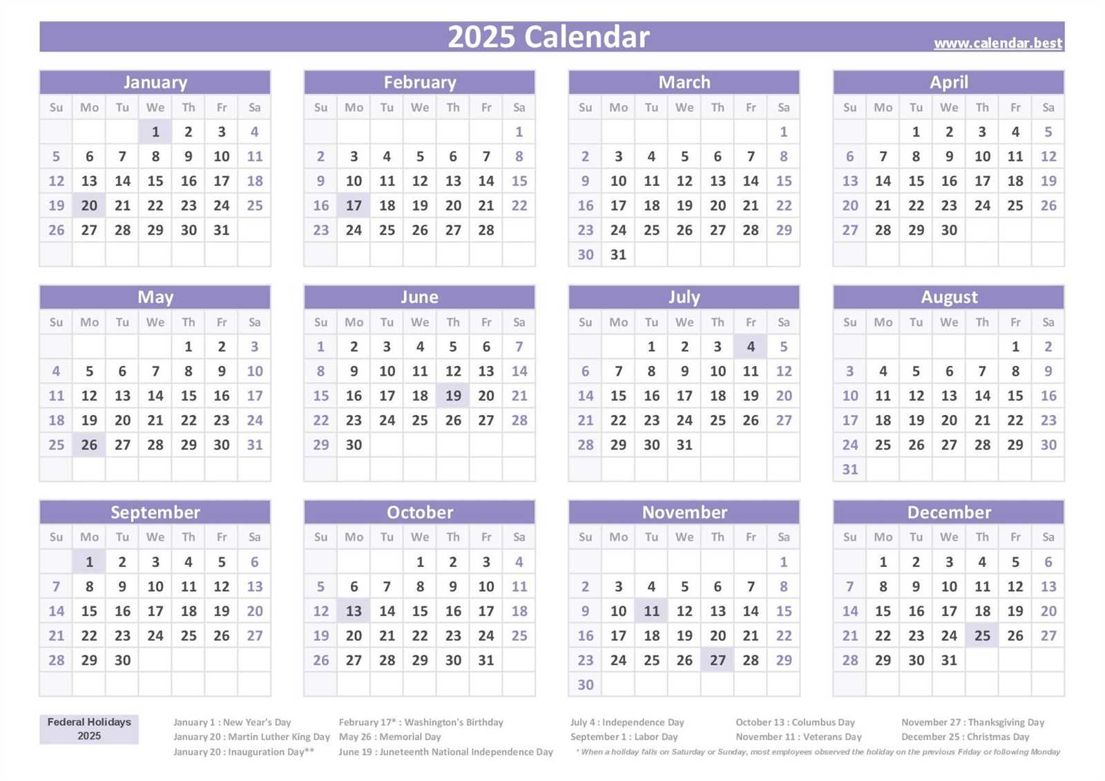 free download 2025 calendar template