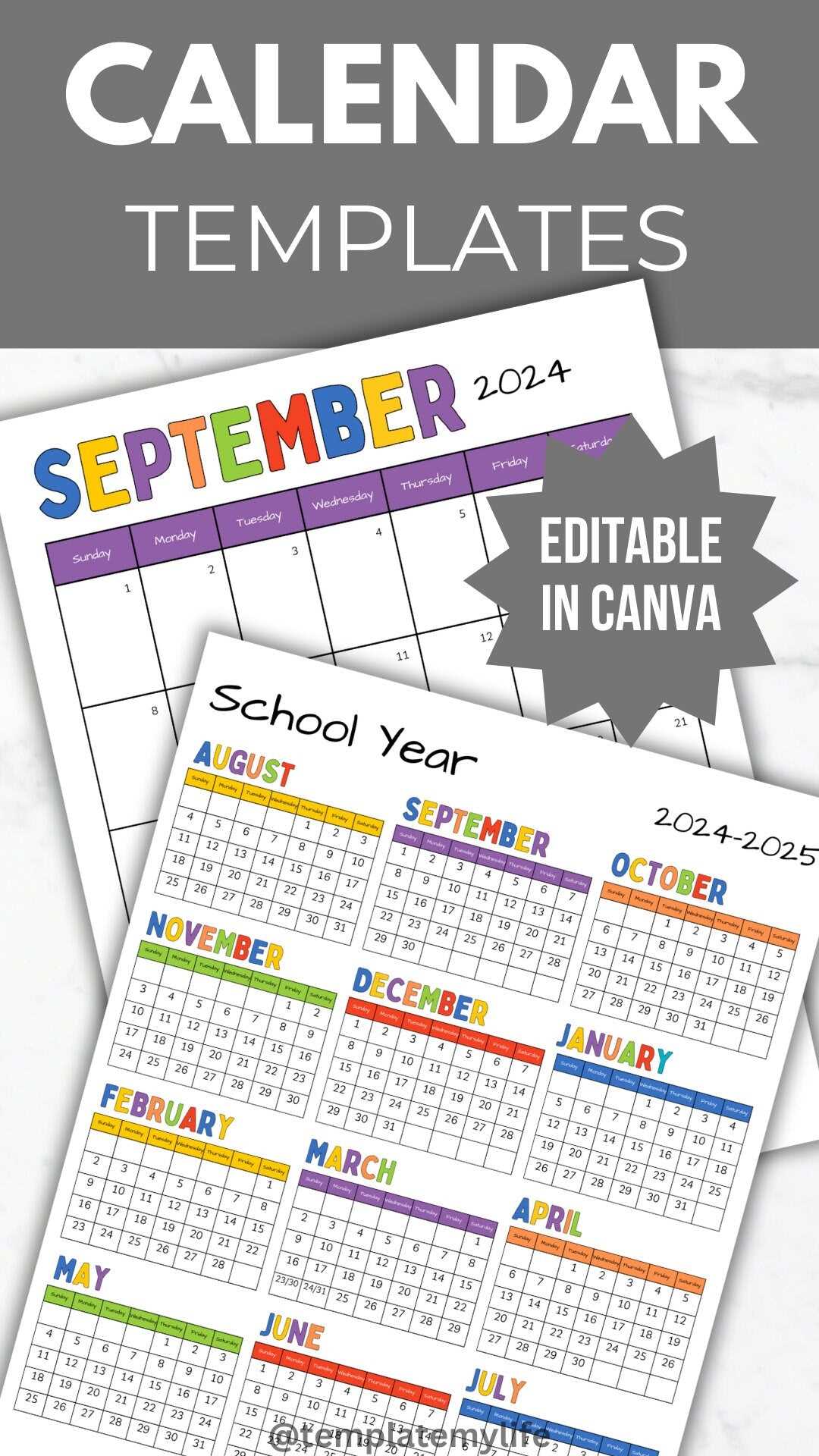 free editable calendar templates 2025