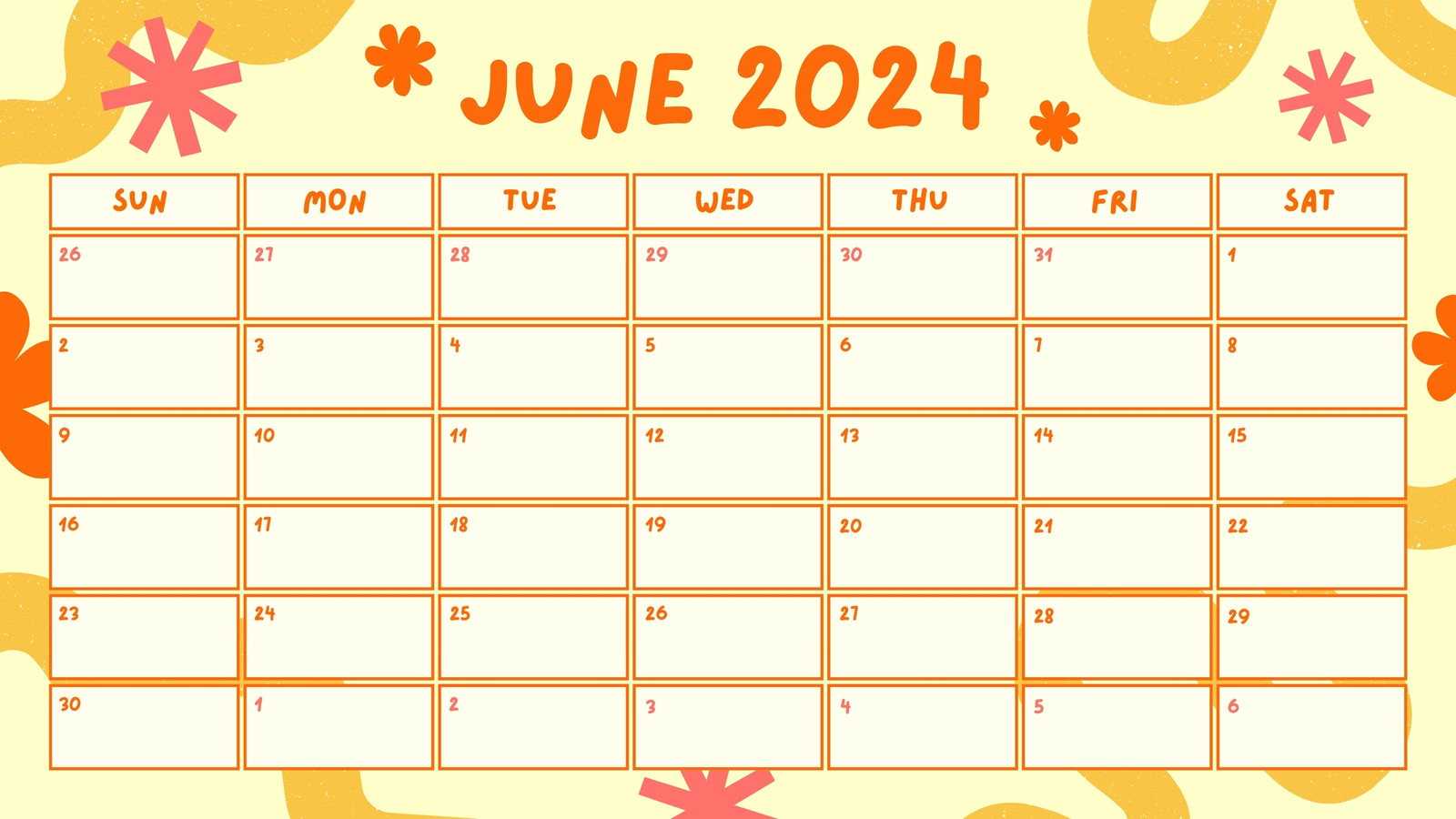 free fun calendar template