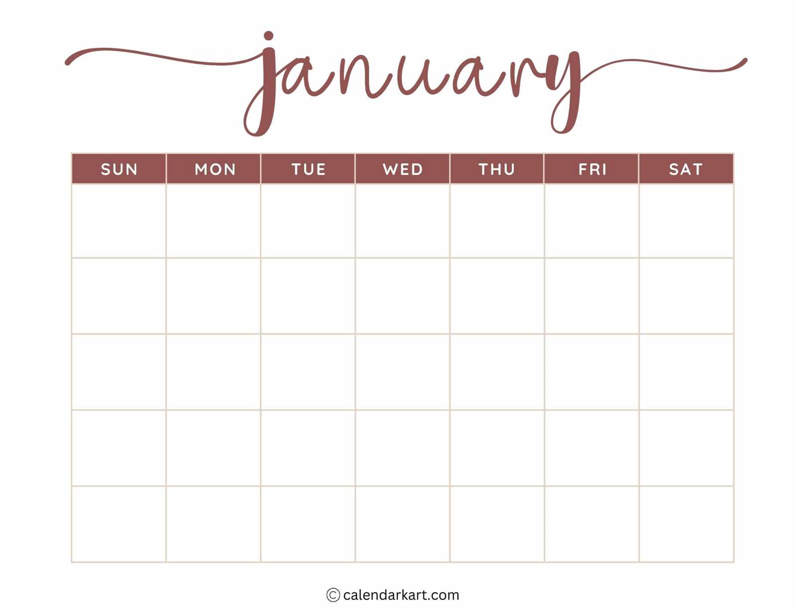 free january calendar template