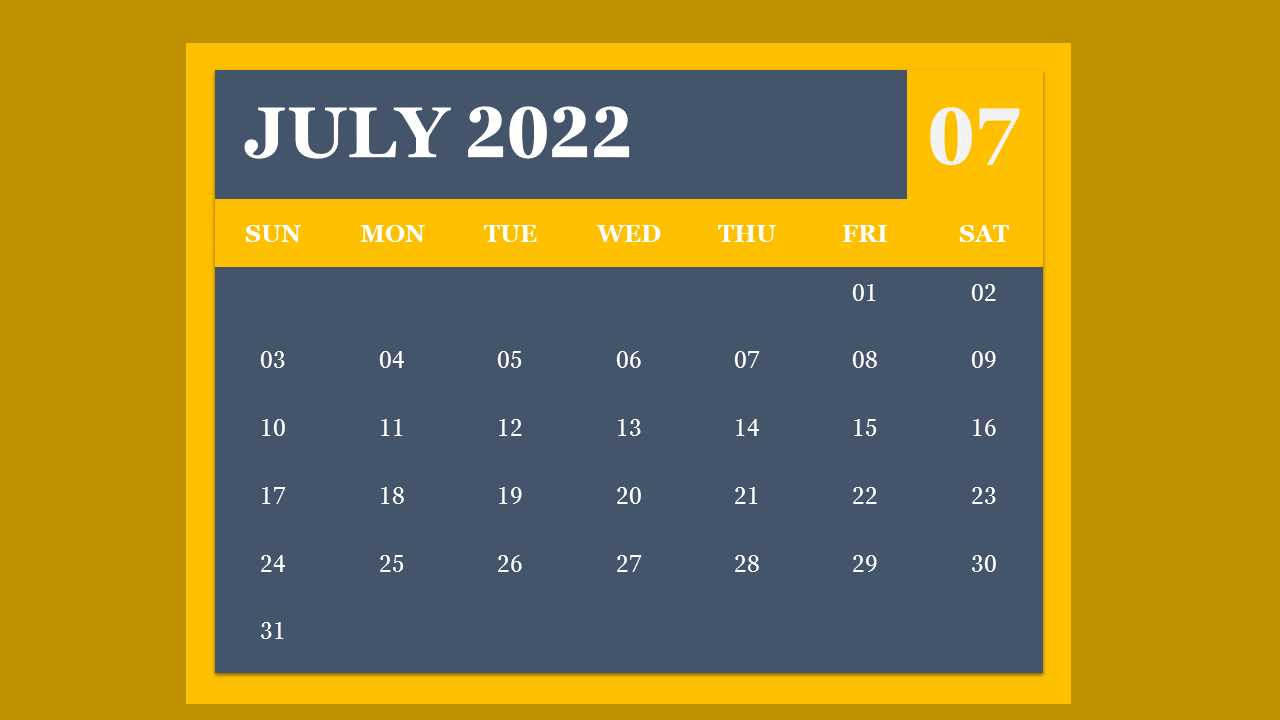 free july calendar template