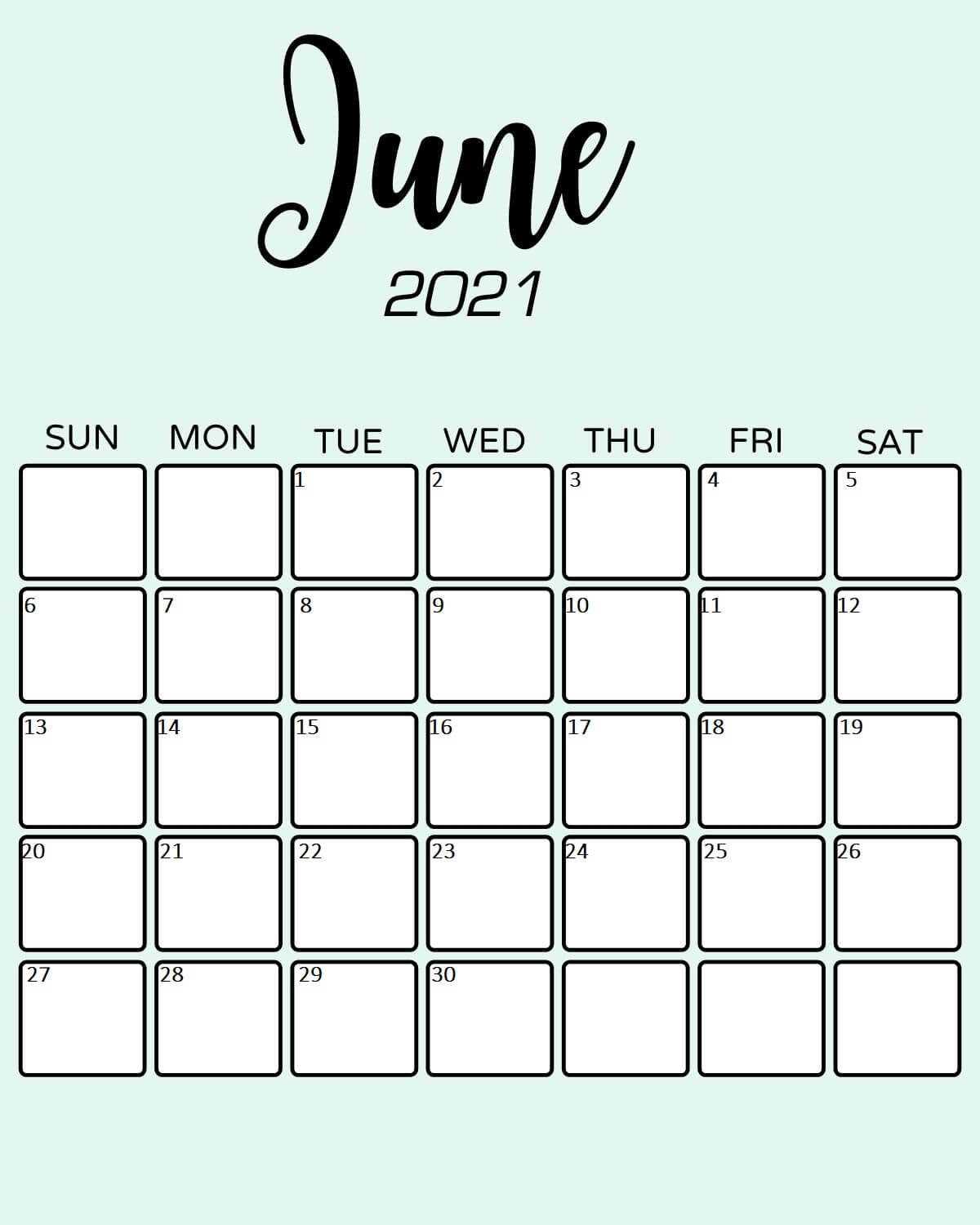 free june calendar template