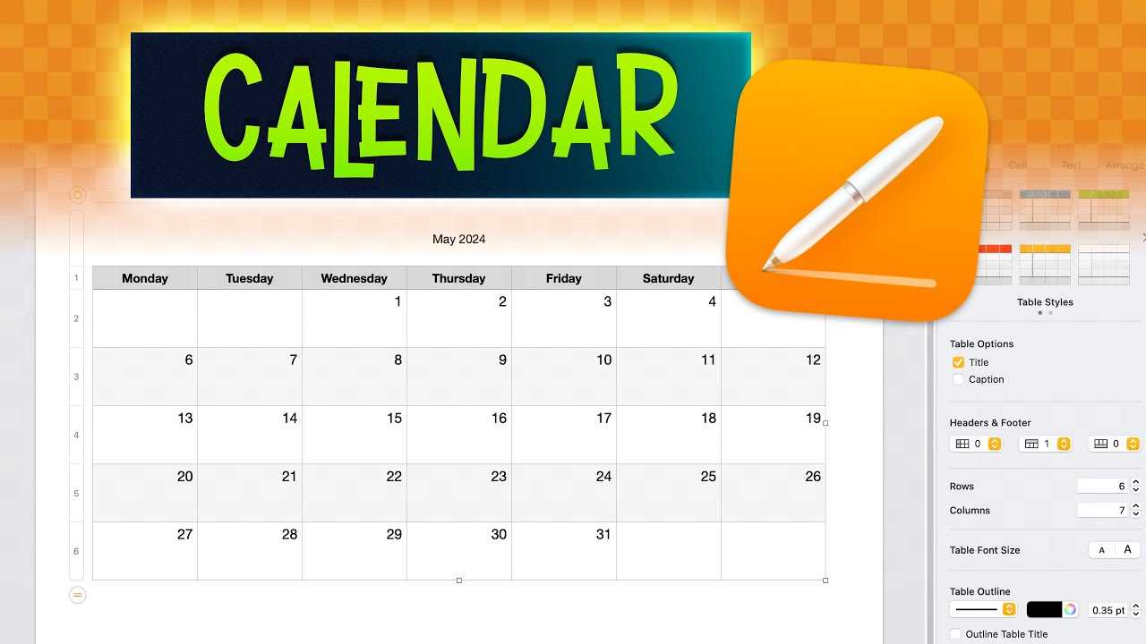 free keynote calendar template