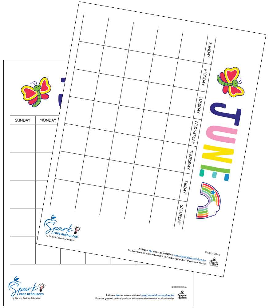 free kindergarten calendar templates