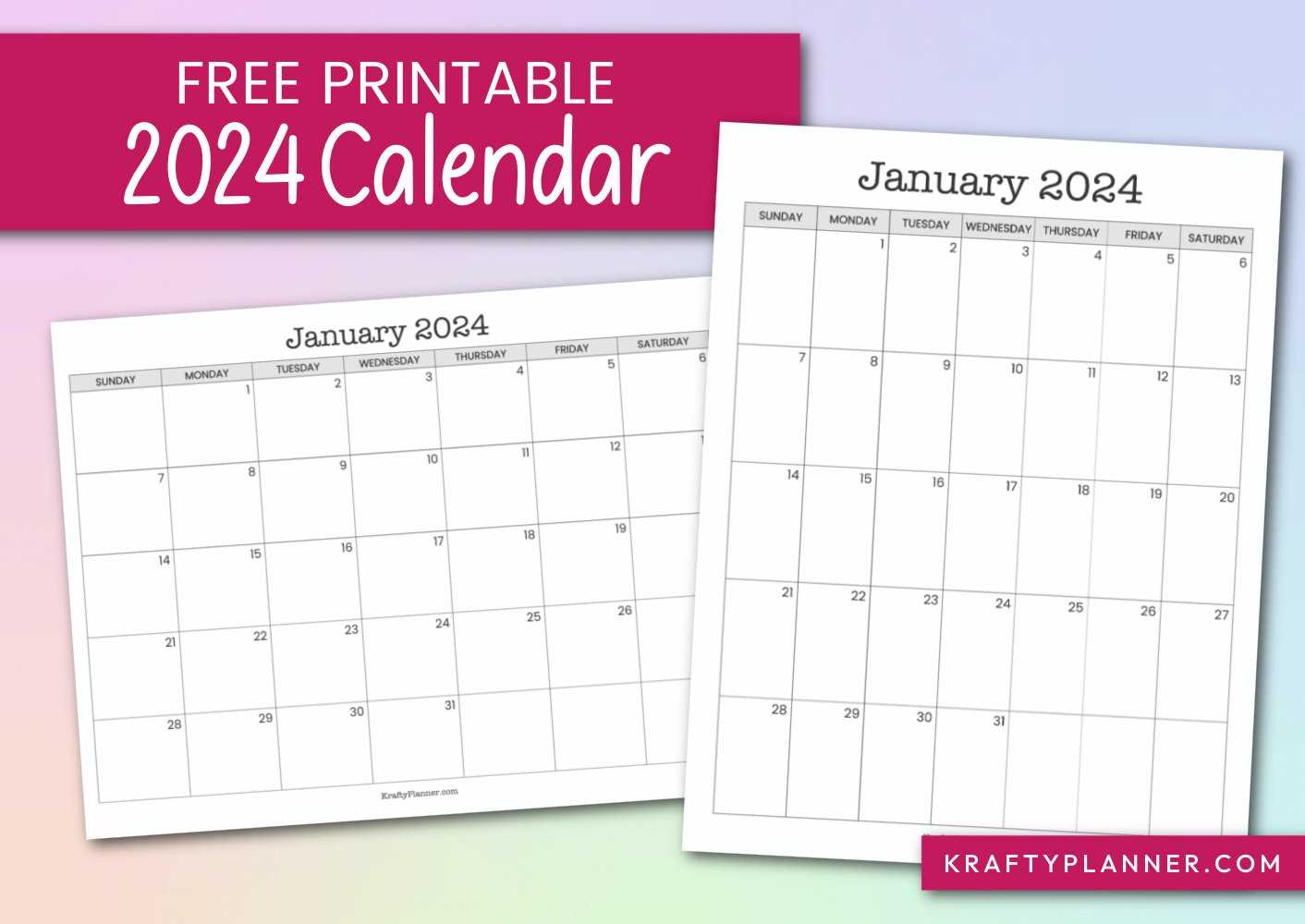 free large print calendar template