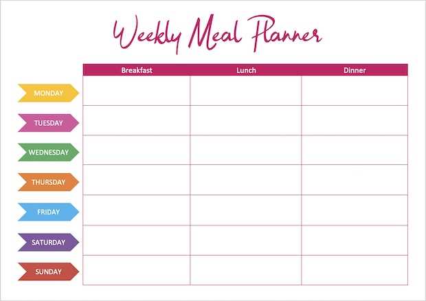 free menu calendar template