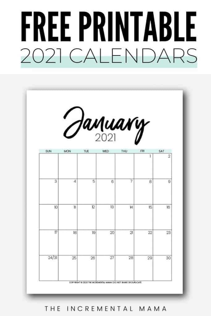 free month calendar template