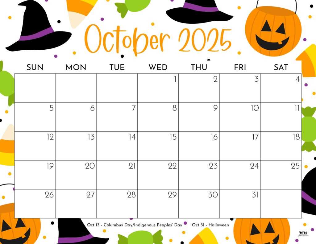 free october 2025 calendar template